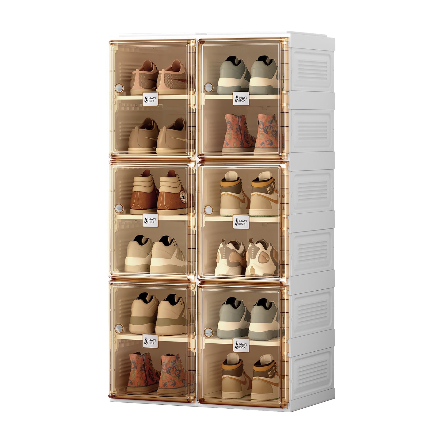 NUS Portable Shoe cabinet - Brown+White