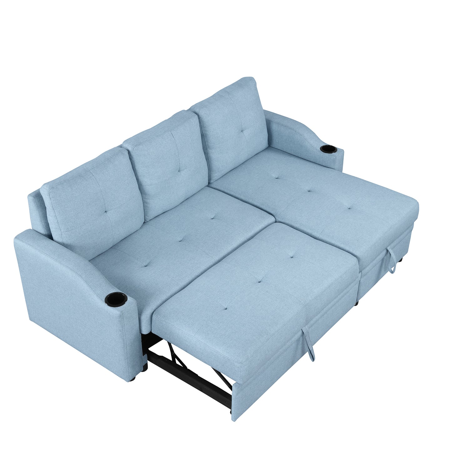 Oris Padded Pull Out Sofa Bed - Blue