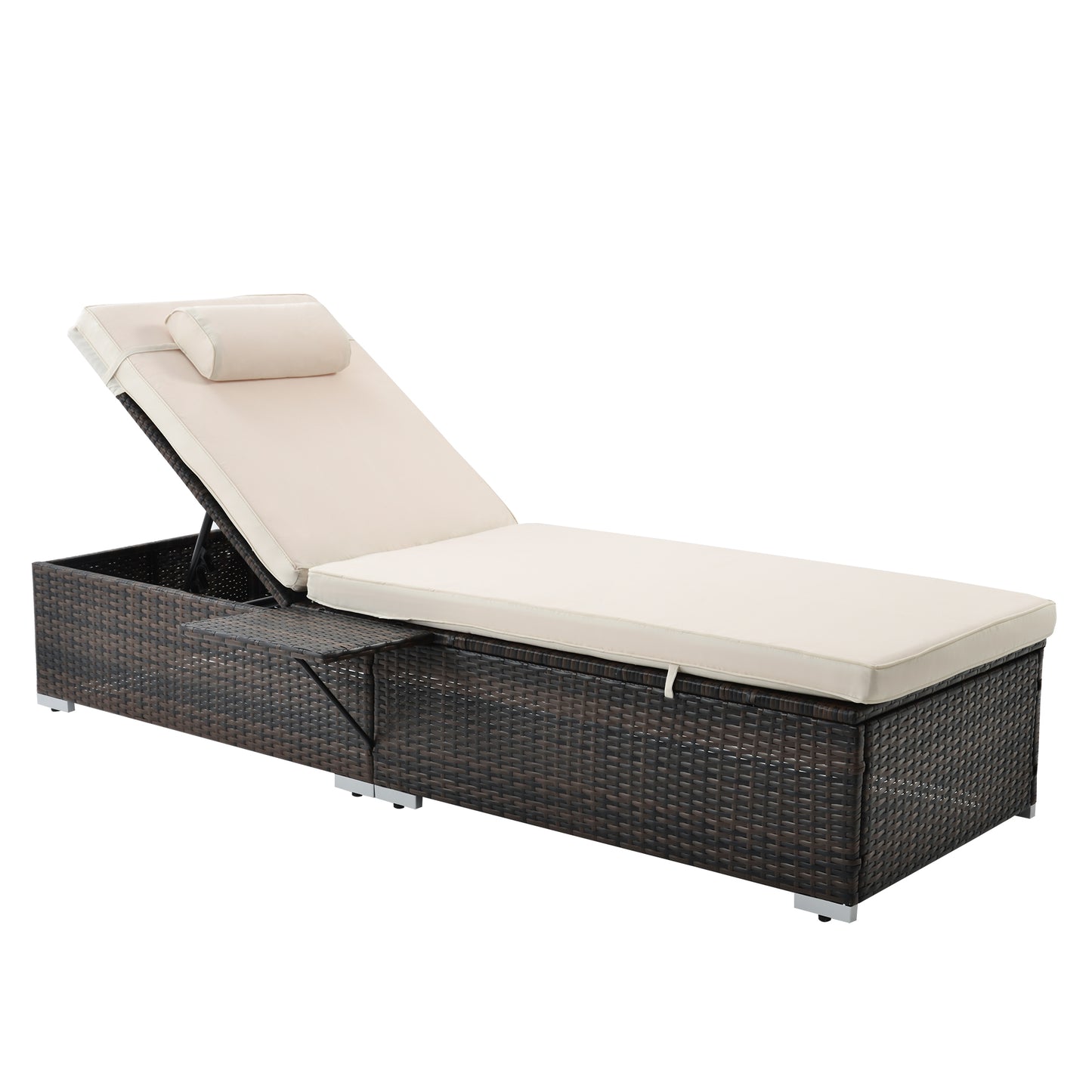 Valencia Outdoor PE Wicker Chaise Lounge (Set of 2) - Beige