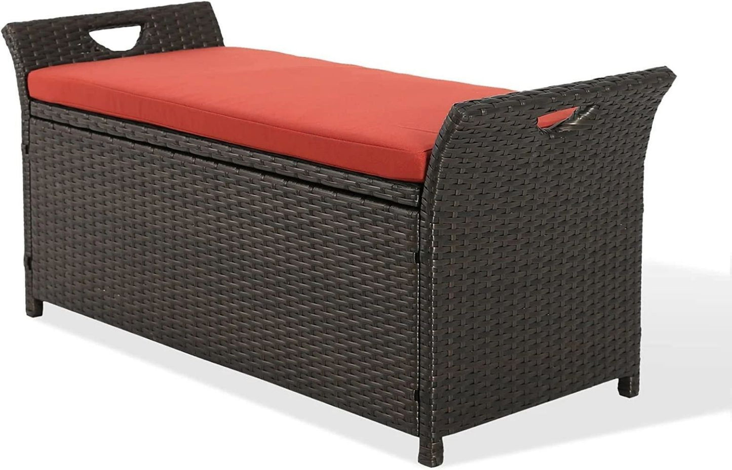 Boyer Patio Wicker Storage Bench - Red