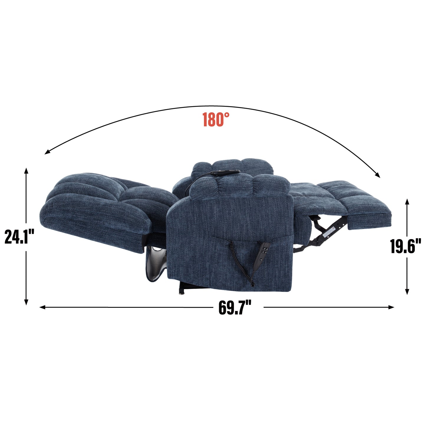 Nia Dual Motor Power Recliners Heat Massage - Blue