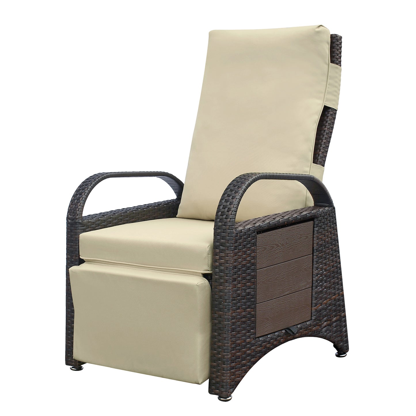 Russ Outdoor PE Wicker Adjustable Reclining Lounge Chair - Khaki
