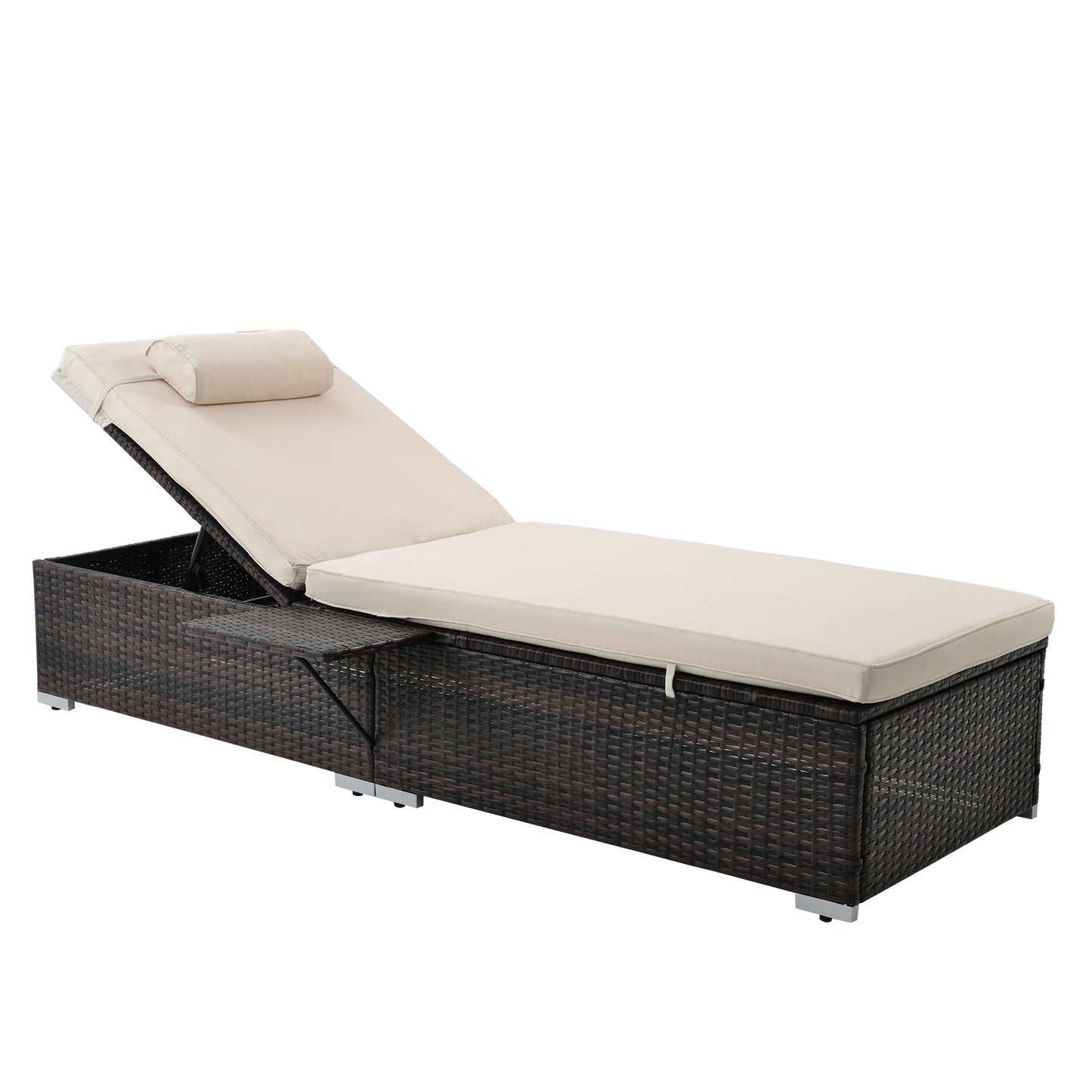 Valencia Outdoor PE Wicker Chaise Lounge (Set of 2) - Beige