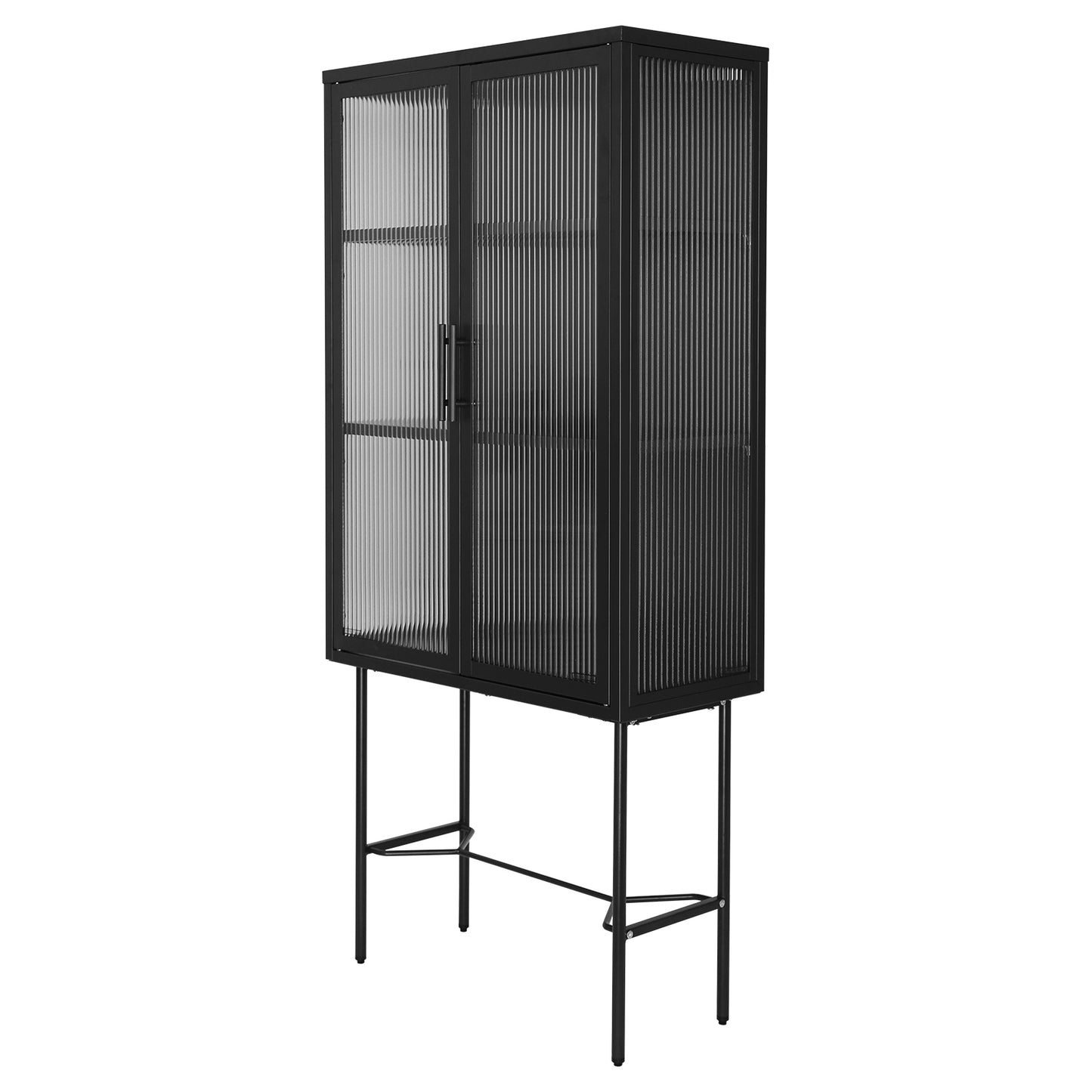 Renoe Tampered Glass Doors Cabinet - Black