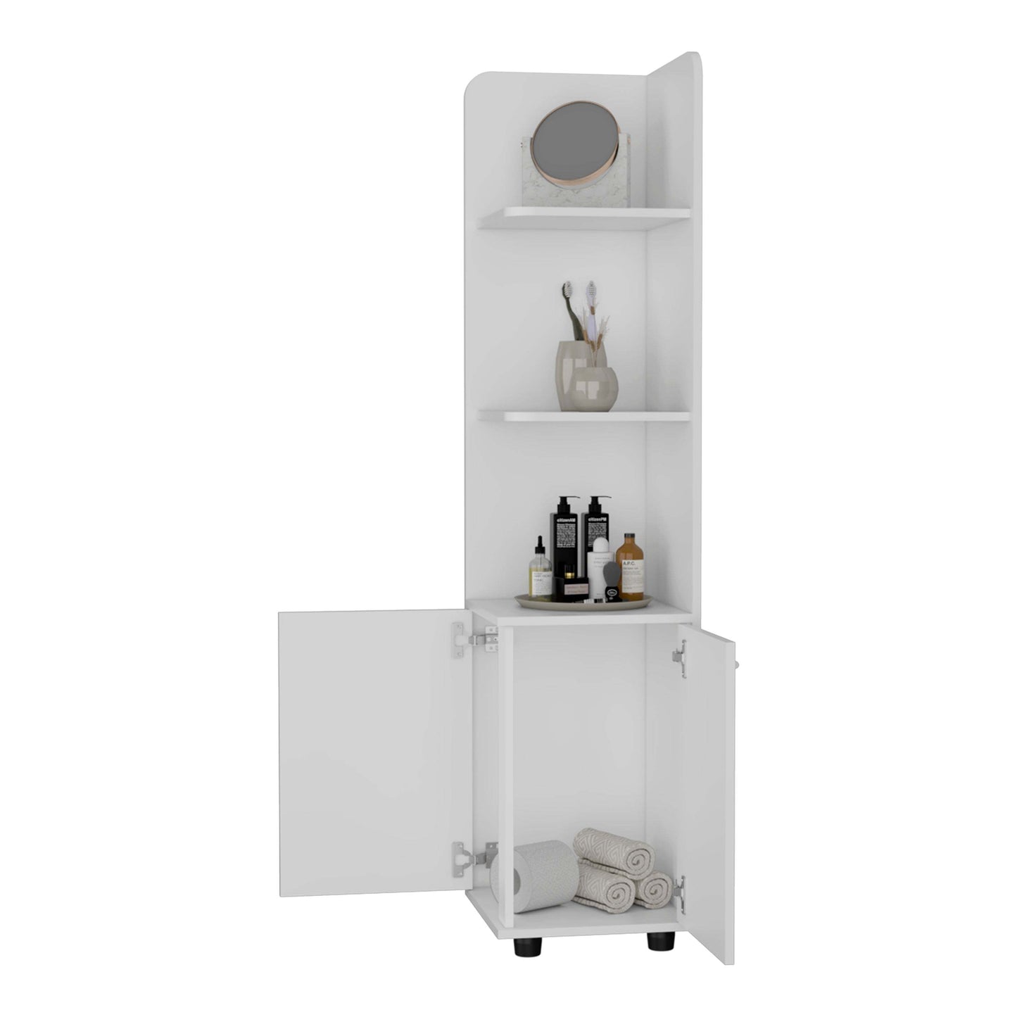 Klay 2-Door 4-Shelf Tall Storage Cabinet - White