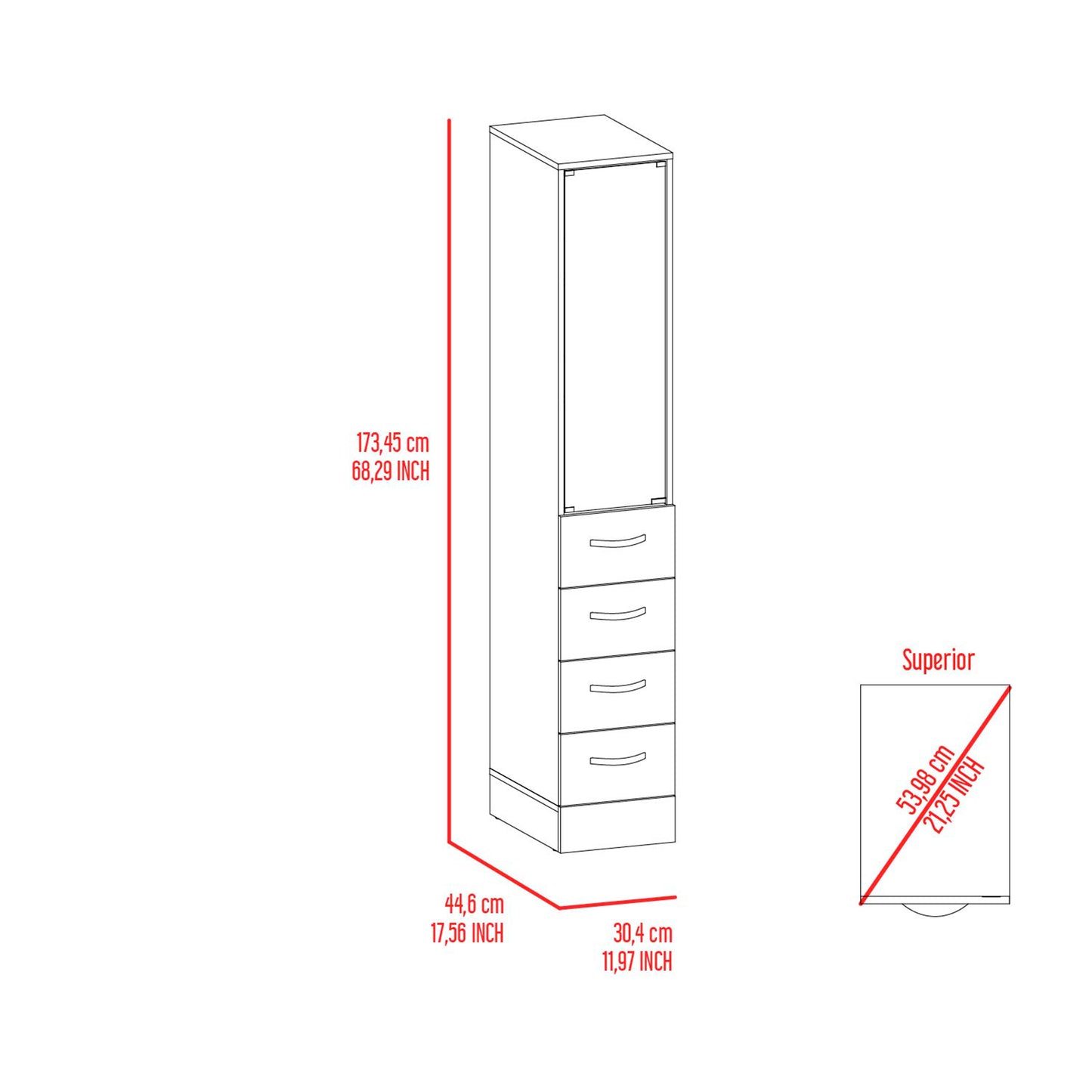Haniger 3-Drawer 3-Shelf Linen Cabinet - White