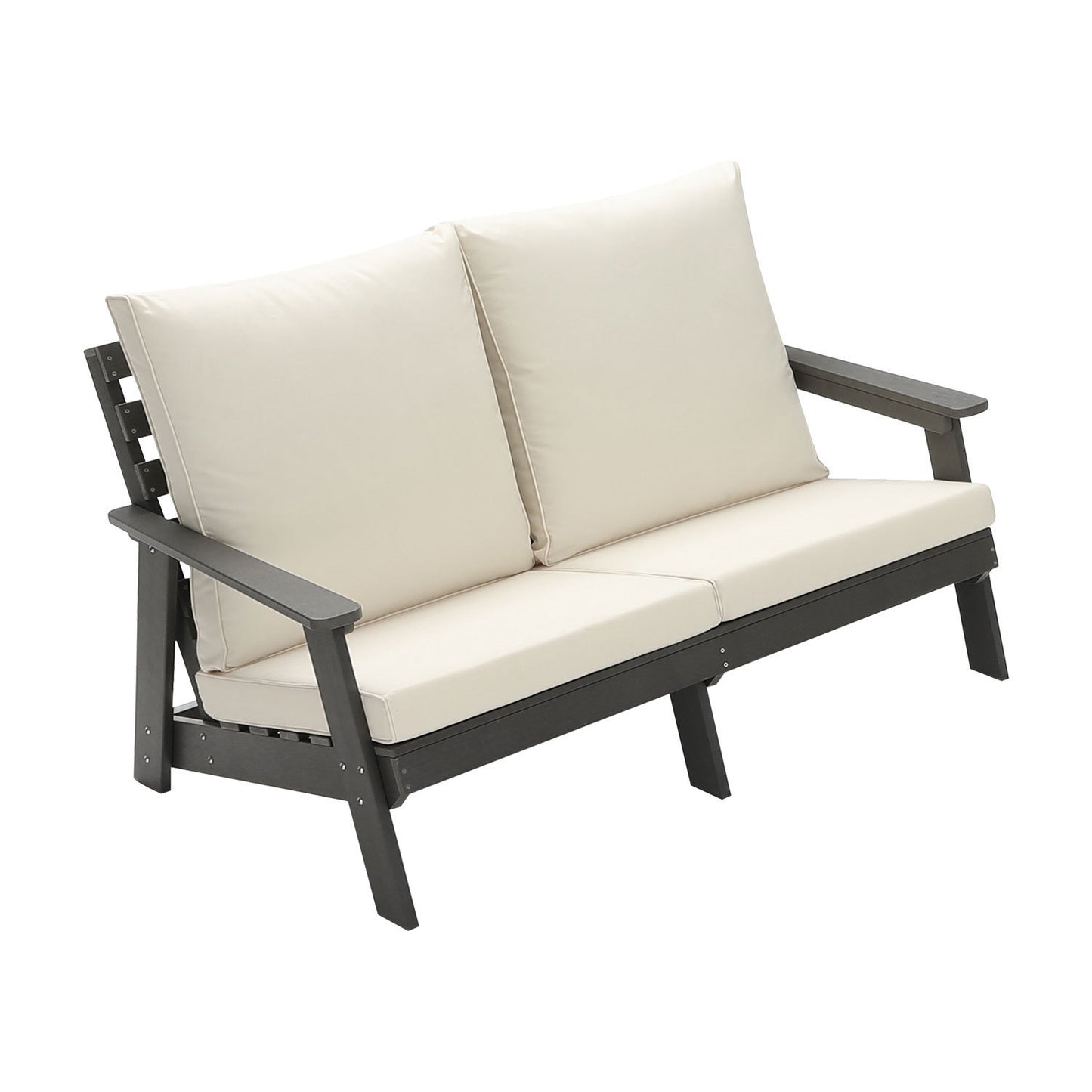 Micki Outdoor Loveseat with Cushion - Gray/Beige