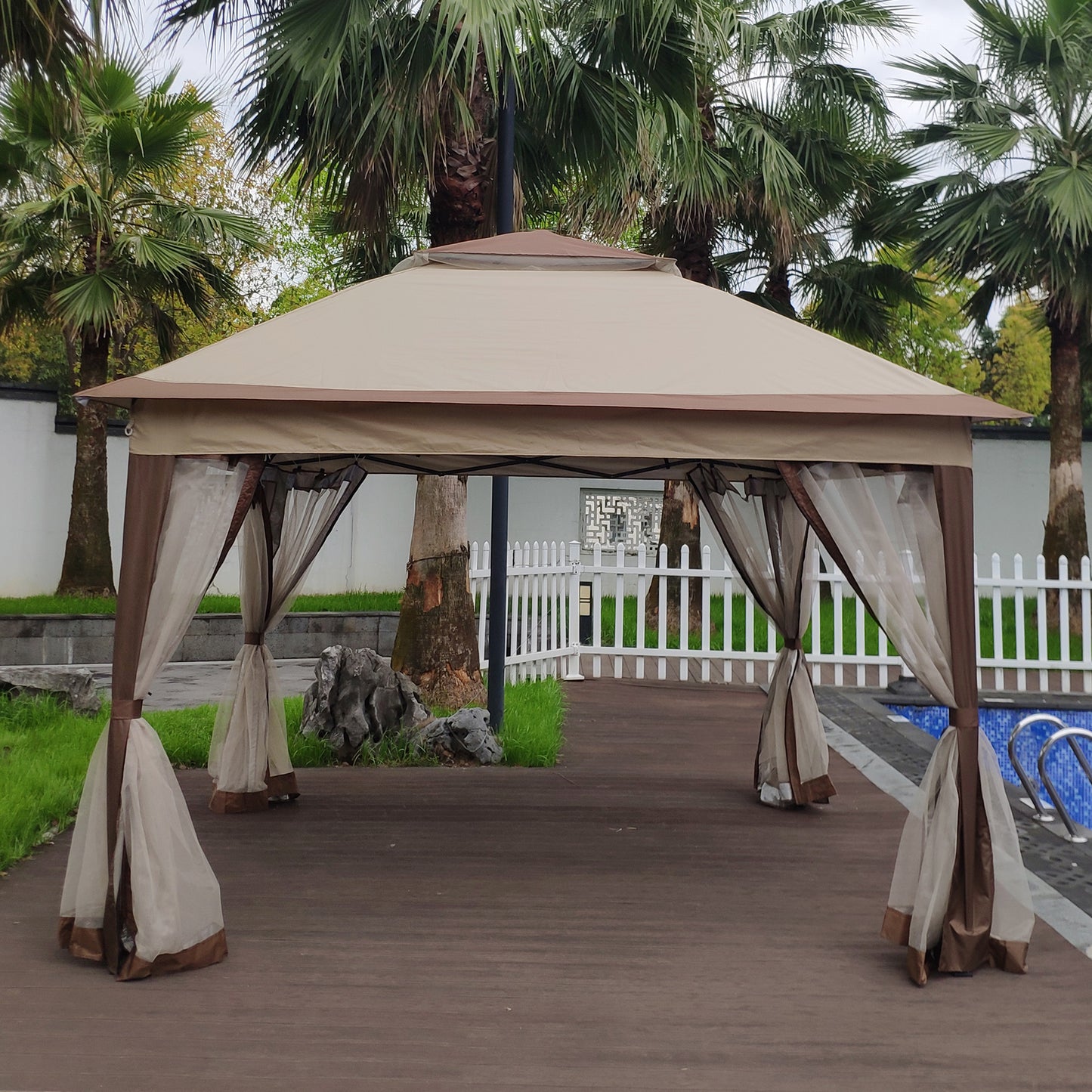 Nita 11 x 11 ft Outdoor Gazebo Canopy - Coffee