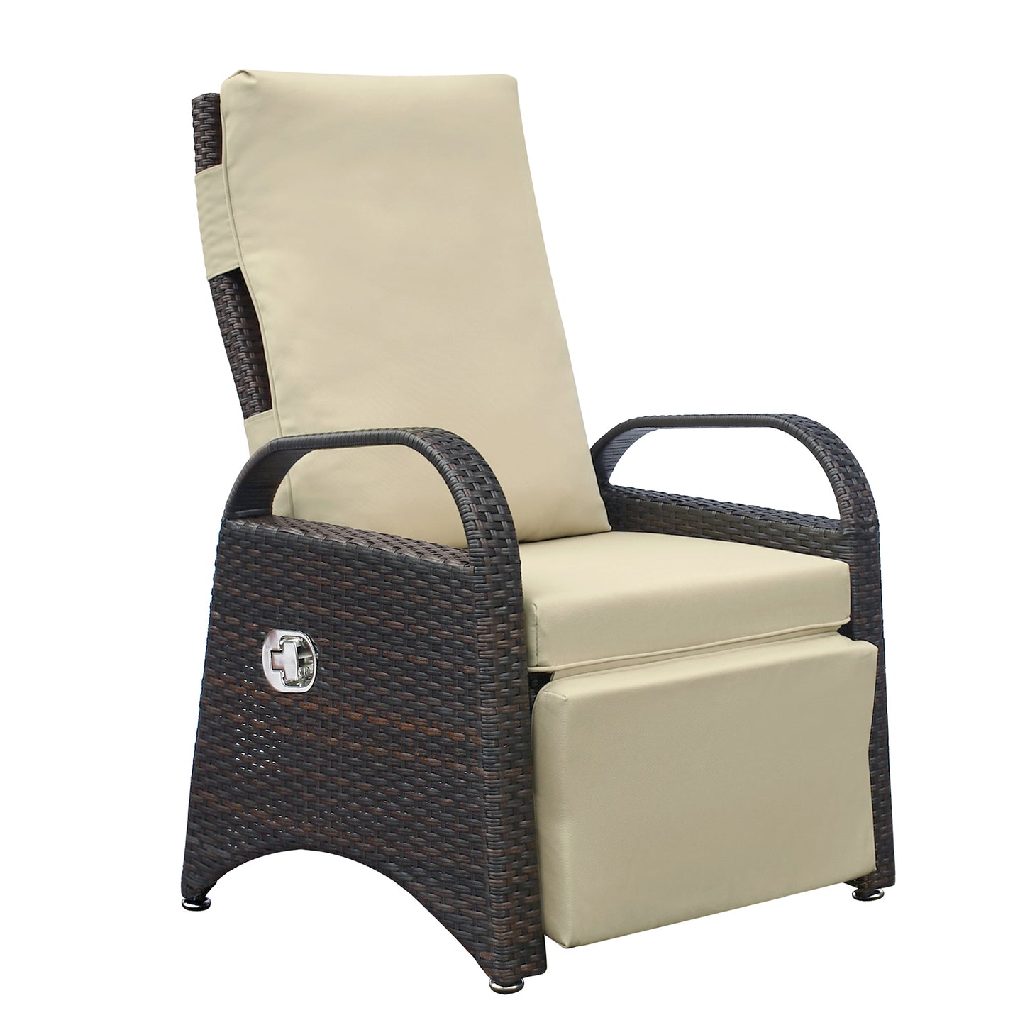 Russ Outdoor PE Wicker Adjustable Reclining Lounge Chair - Khaki