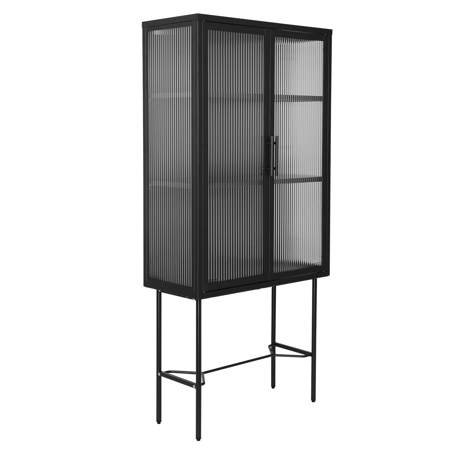 Renoe Tampered Glass Doors Cabinet - Black