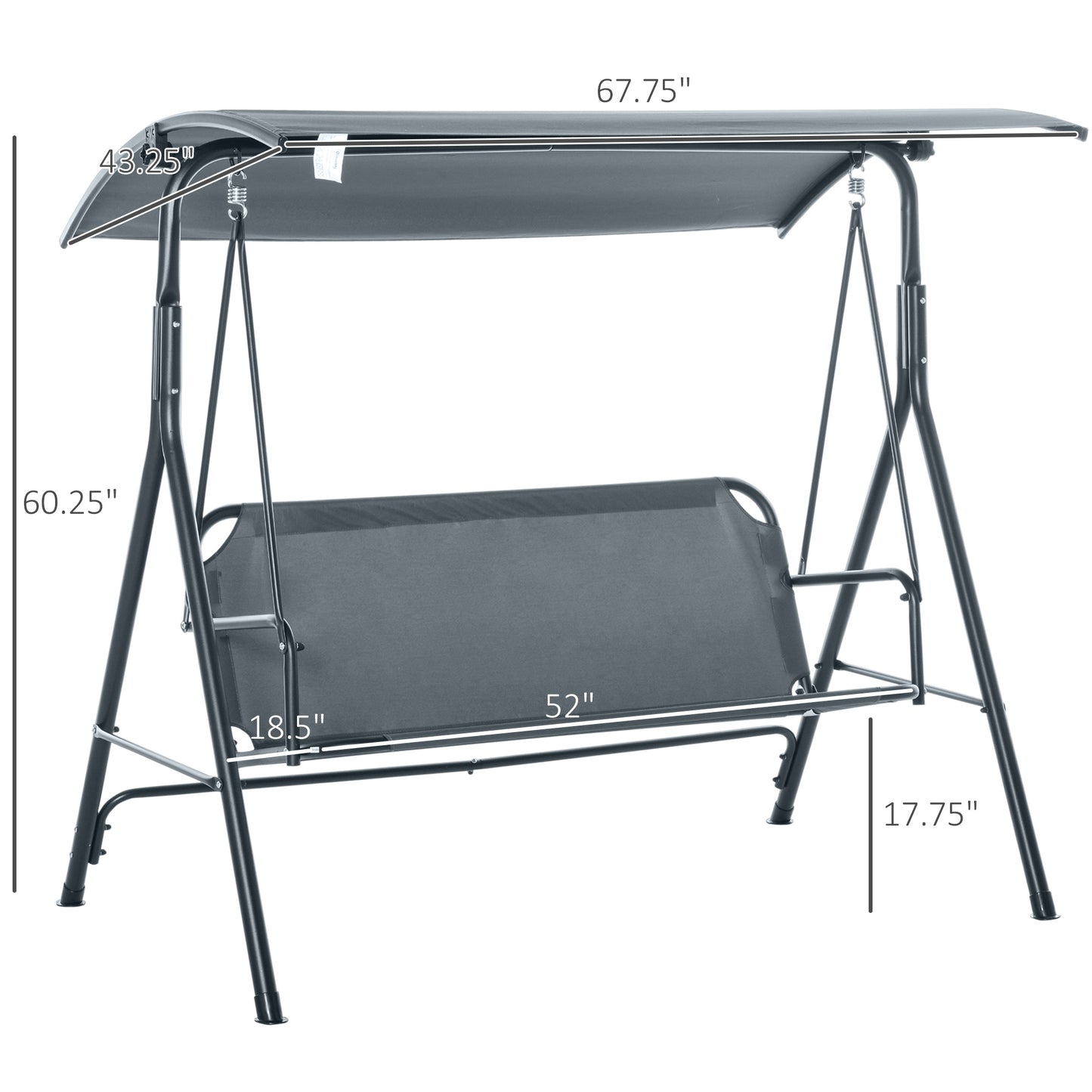 Akers 3-Person Porch Swing with Stand - Gray