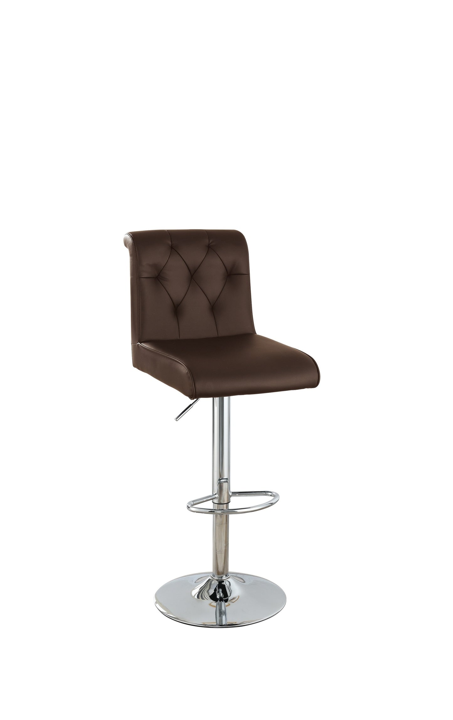 Tina Adjustable Bar stool Faux Leather Chrome Base - Espresso Set of 2