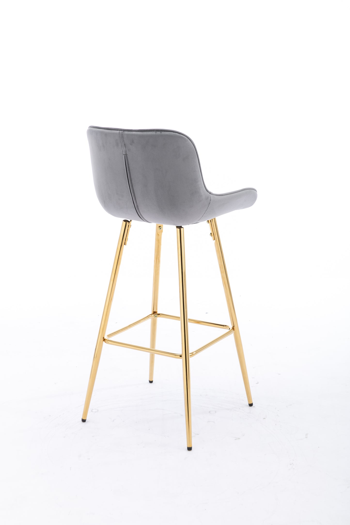 26 Inch Vista Bar Stools with Chrome Footrest Velvet Fabric Golden Leg - Gray Set of 2