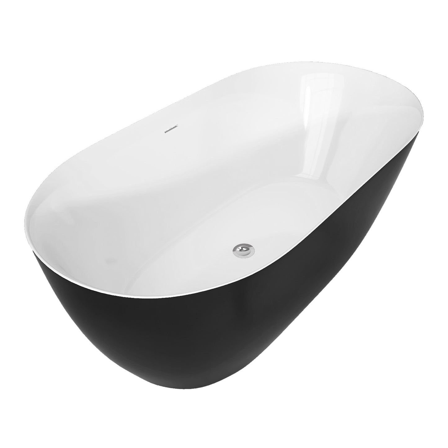Nuvo 59" Acrylic Free Standing Oval Shape Soaking Tub - Matte Black+White