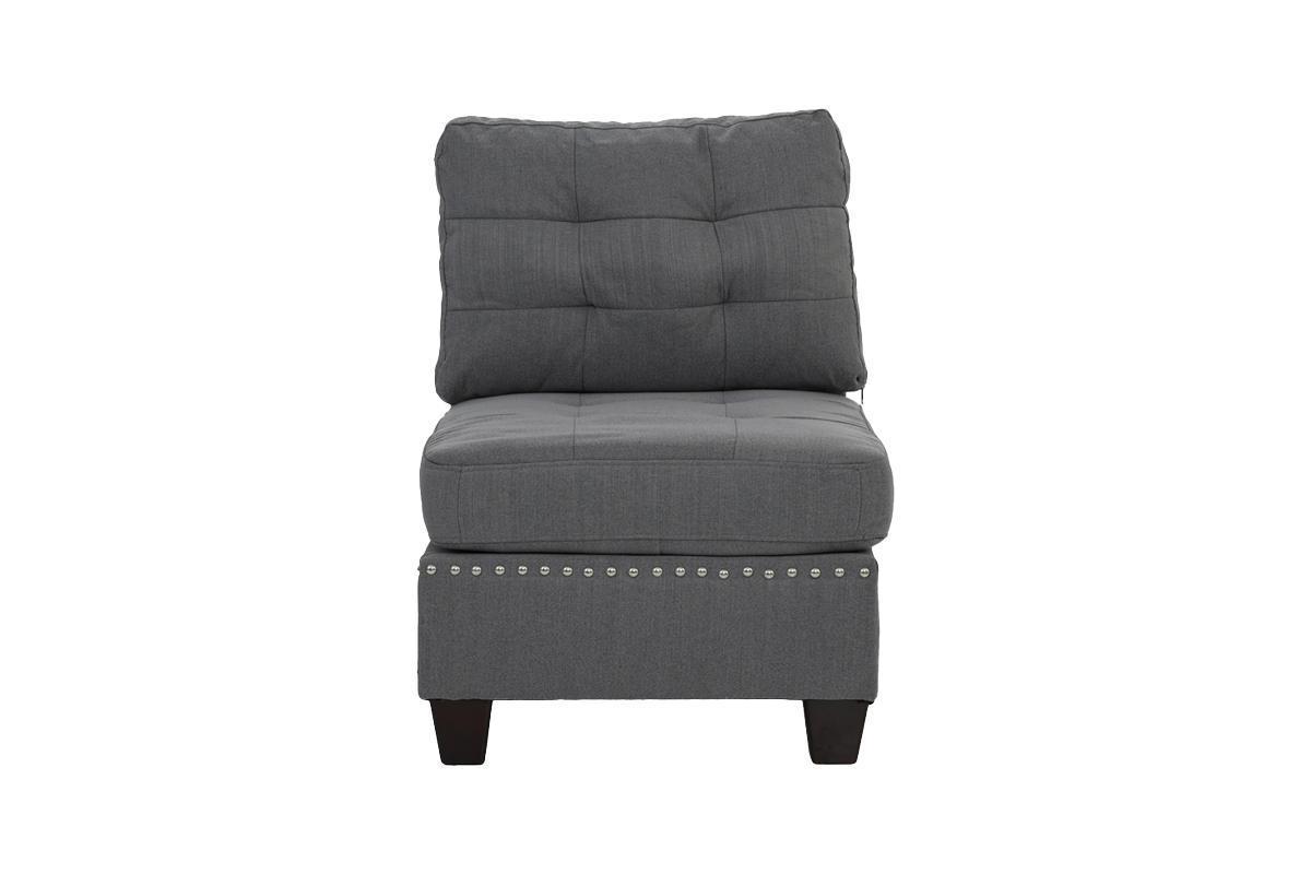 Eleni Modular Sectional 6pc Set 2x Corner Wedge 2x Armless Chairs and 2x Ottomans - Gray