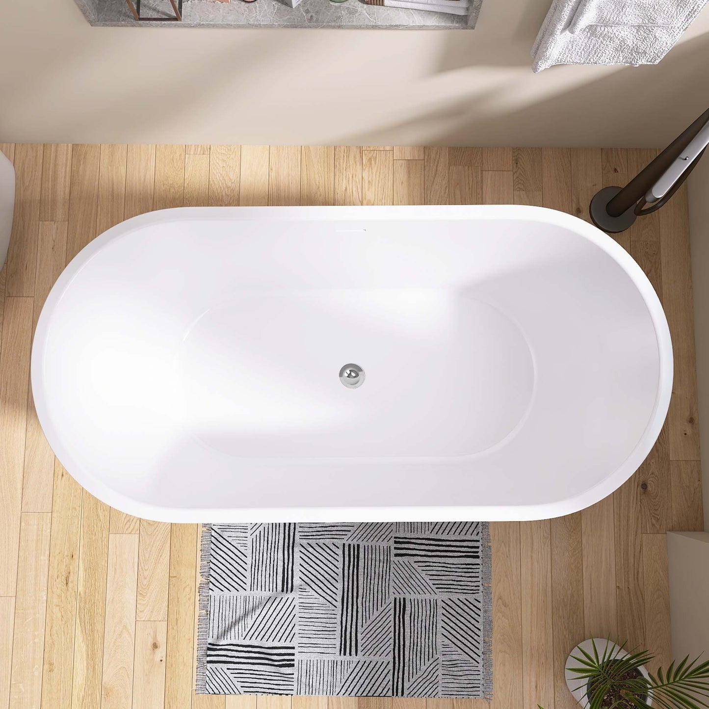 Elo 67" Acrylic Freestanding Soaking Bathtub - Gloss White