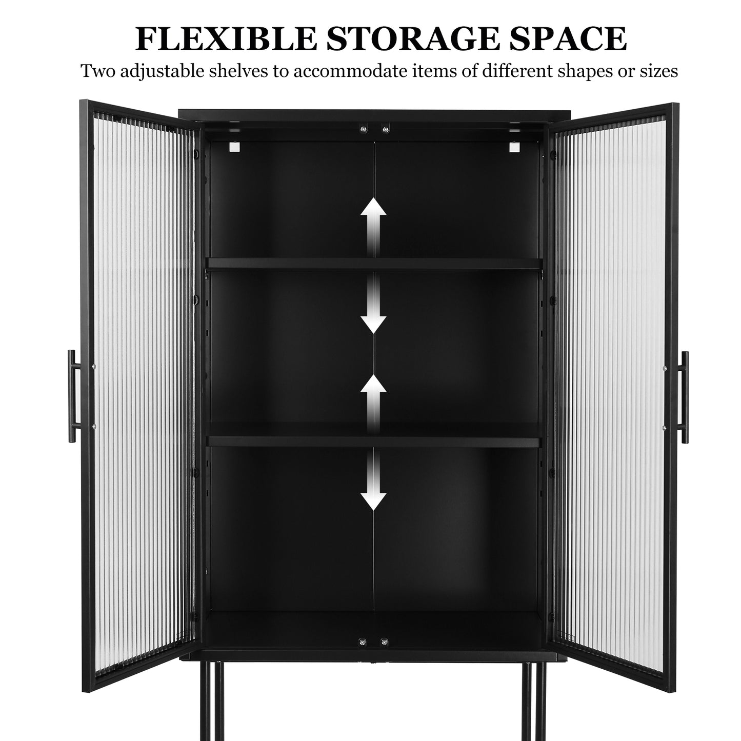 Renoe Tampered Glass Doors Cabinet - Black