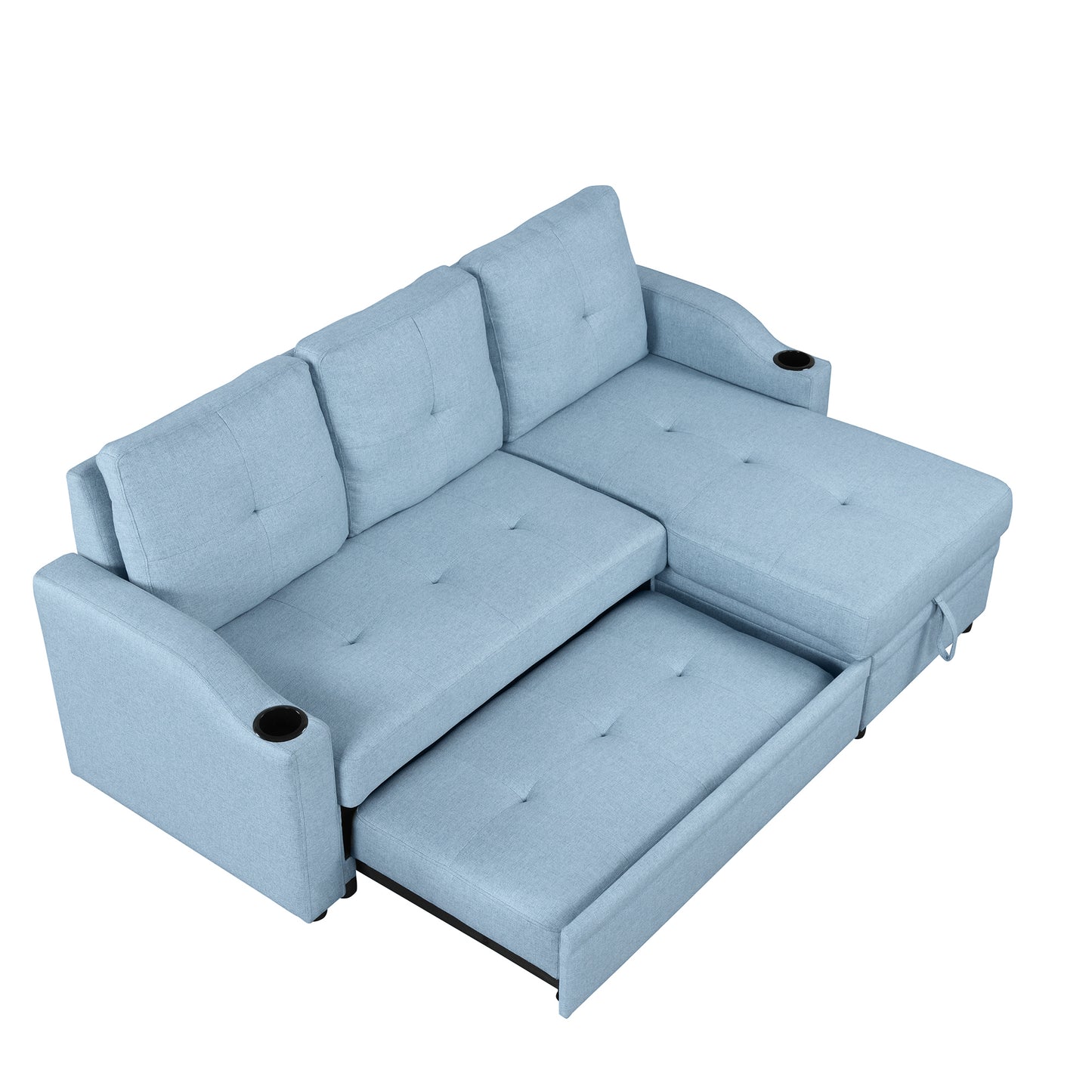 Oris Padded Pull Out Sofa Bed - Blue