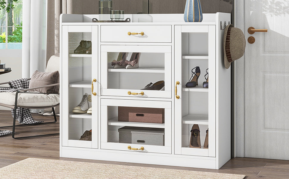 Karo Side Cabinet with 4 Glass Doors - White