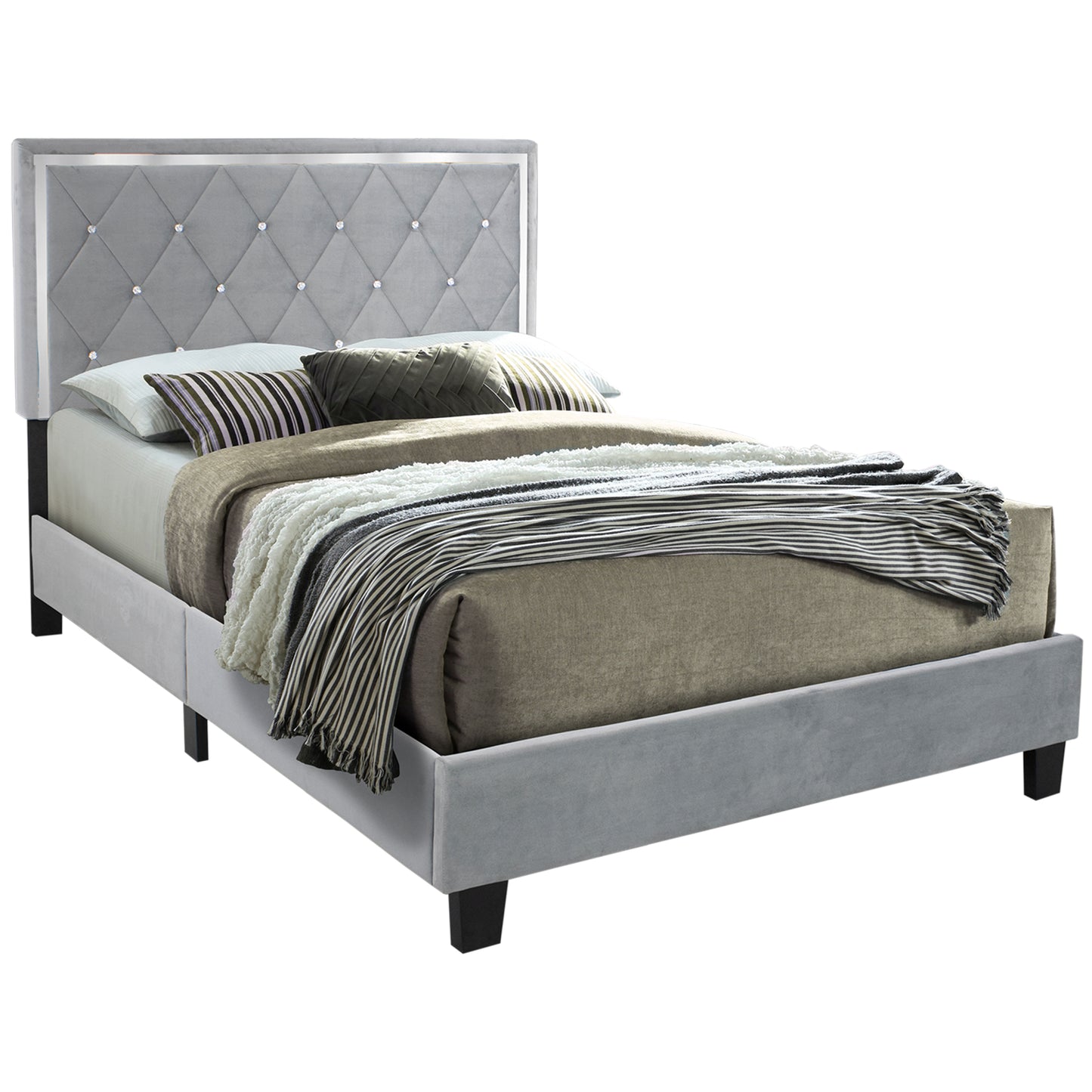 Go Green Woods Monica Velvet Upholstered Full Platform Bed