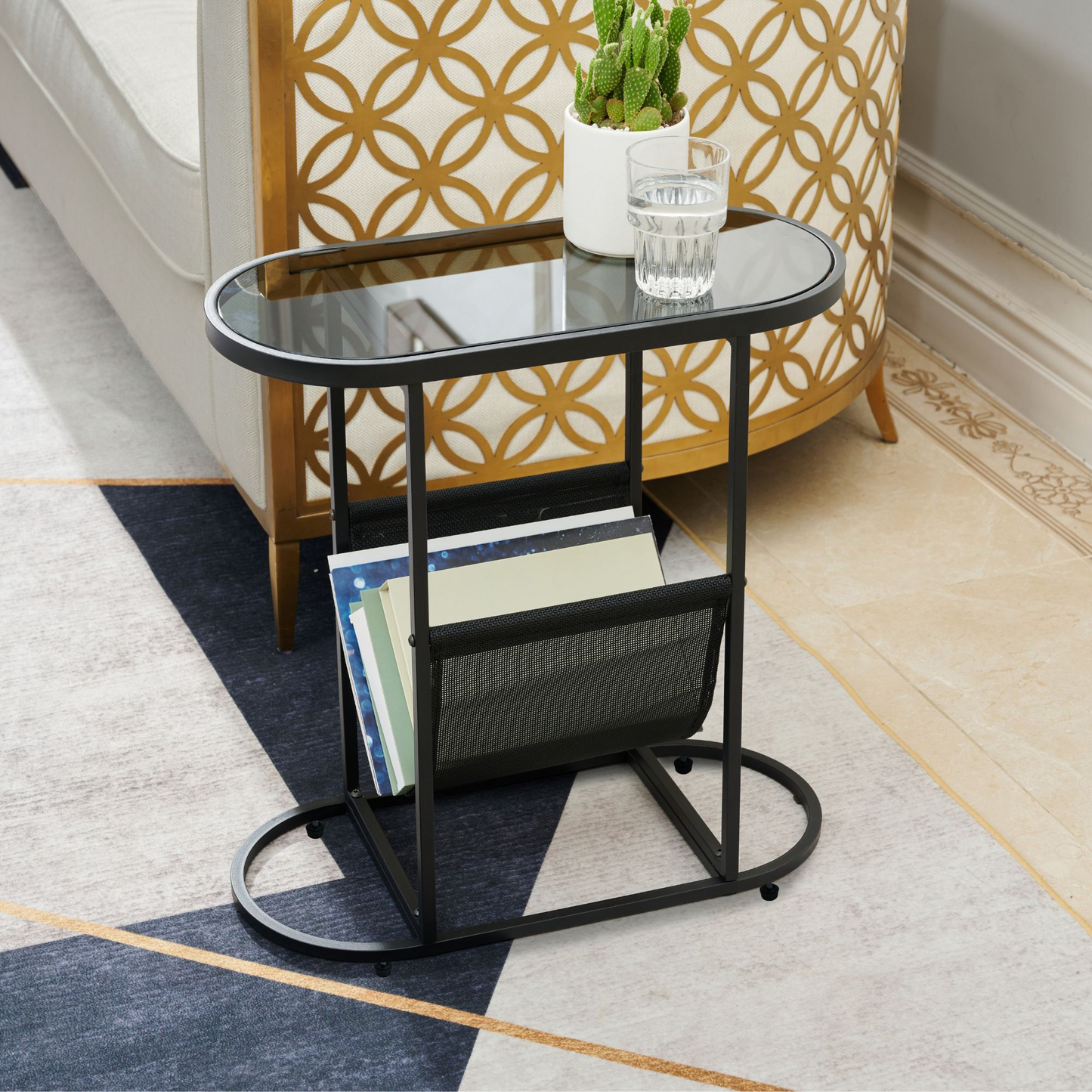 Duet Acacia Oval Small Side Tables (Set of 2) - Black