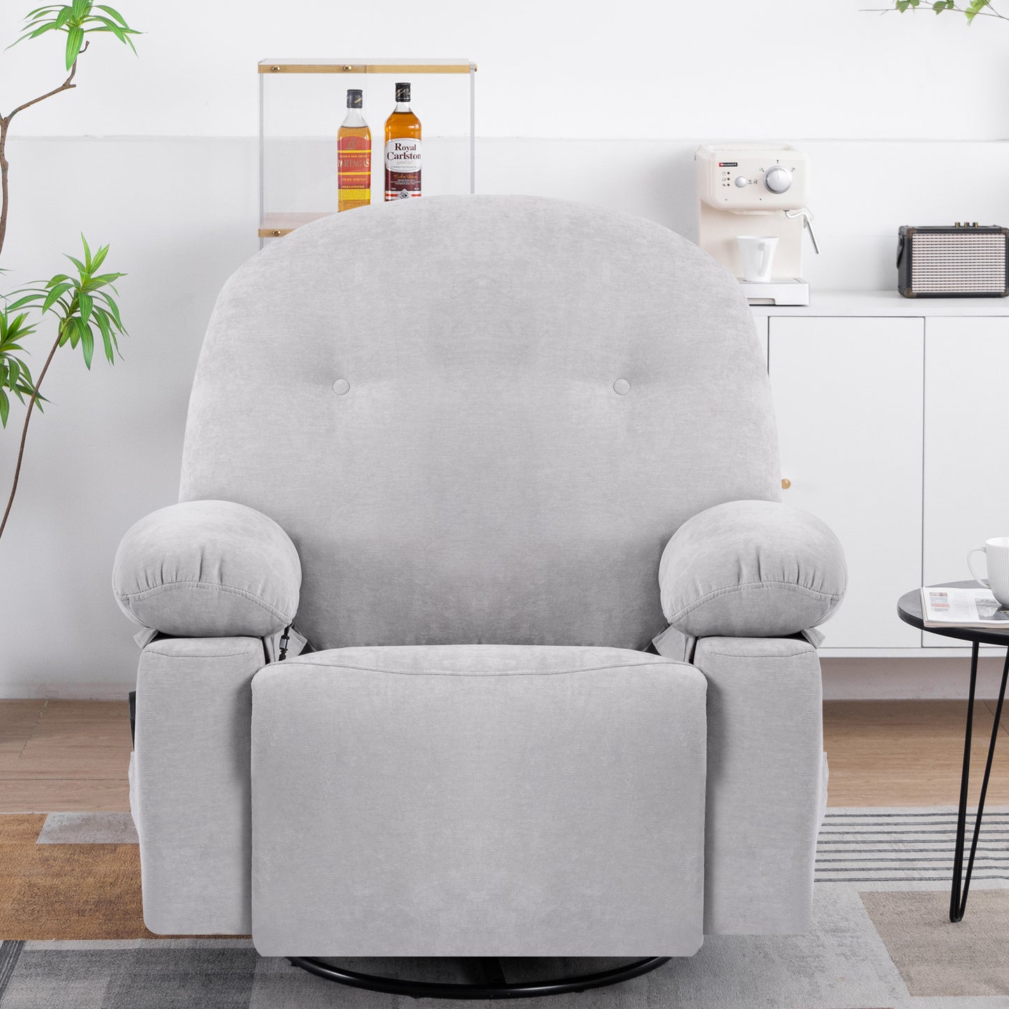 Meza Swivel Massage Rocker Recliner with Heat - Light Gray