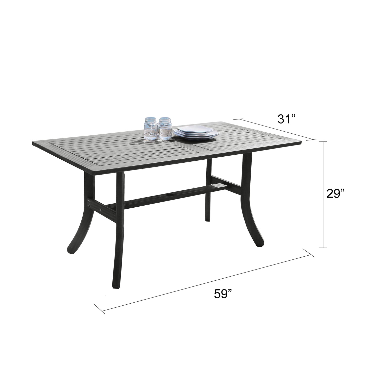 Aloe Farmhouse Wood Patio Dining Table - Gray Wash