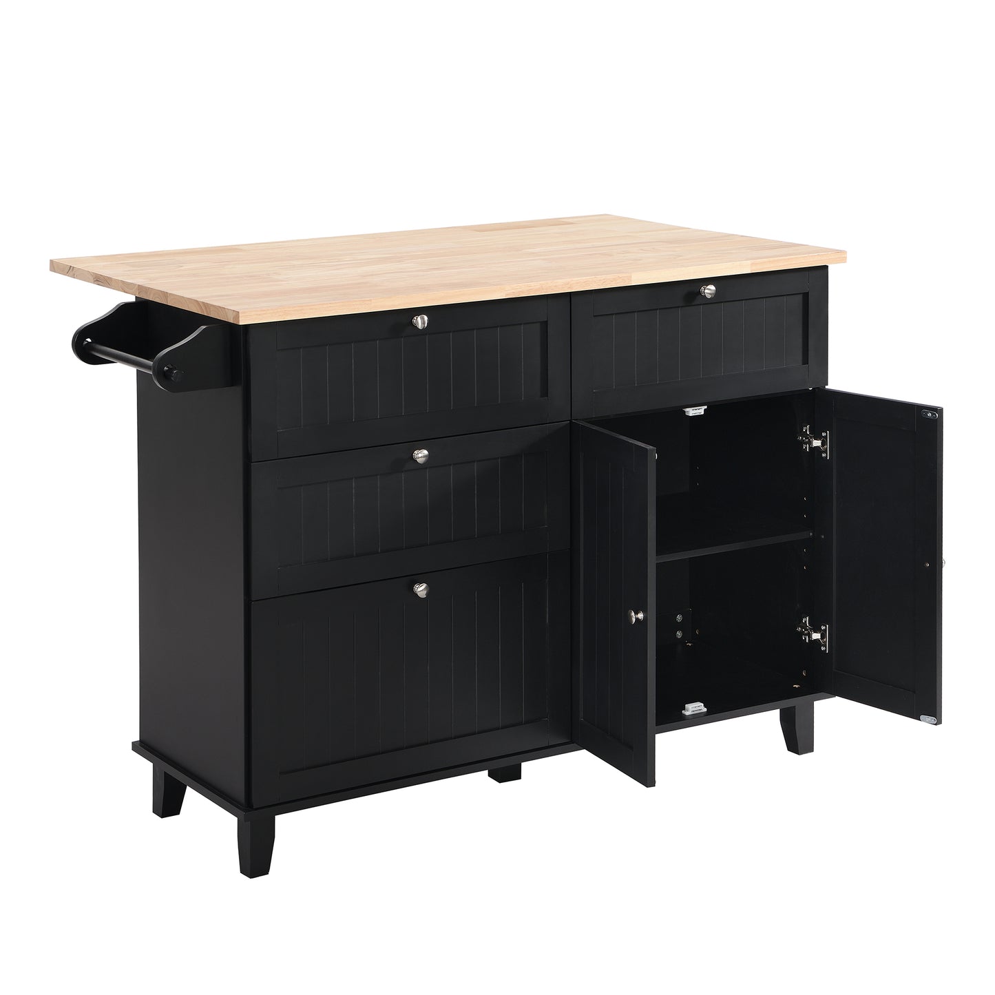 TOPMAX Kitchen Island Set with 2 Seatings - Black