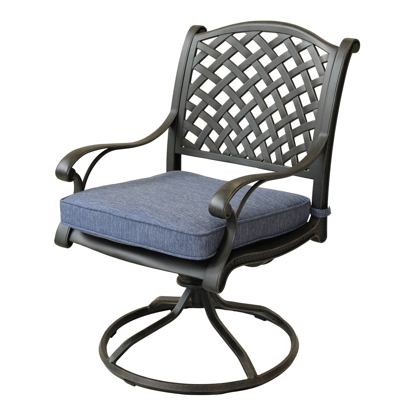 Mico Patio Dining Armchair With Cushion (Set of 2) - Navy Blue