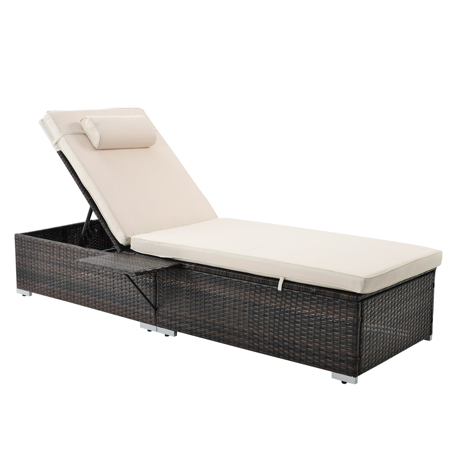 Valencia Outdoor PE Wicker Chaise Lounge (Set of 2) - Beige
