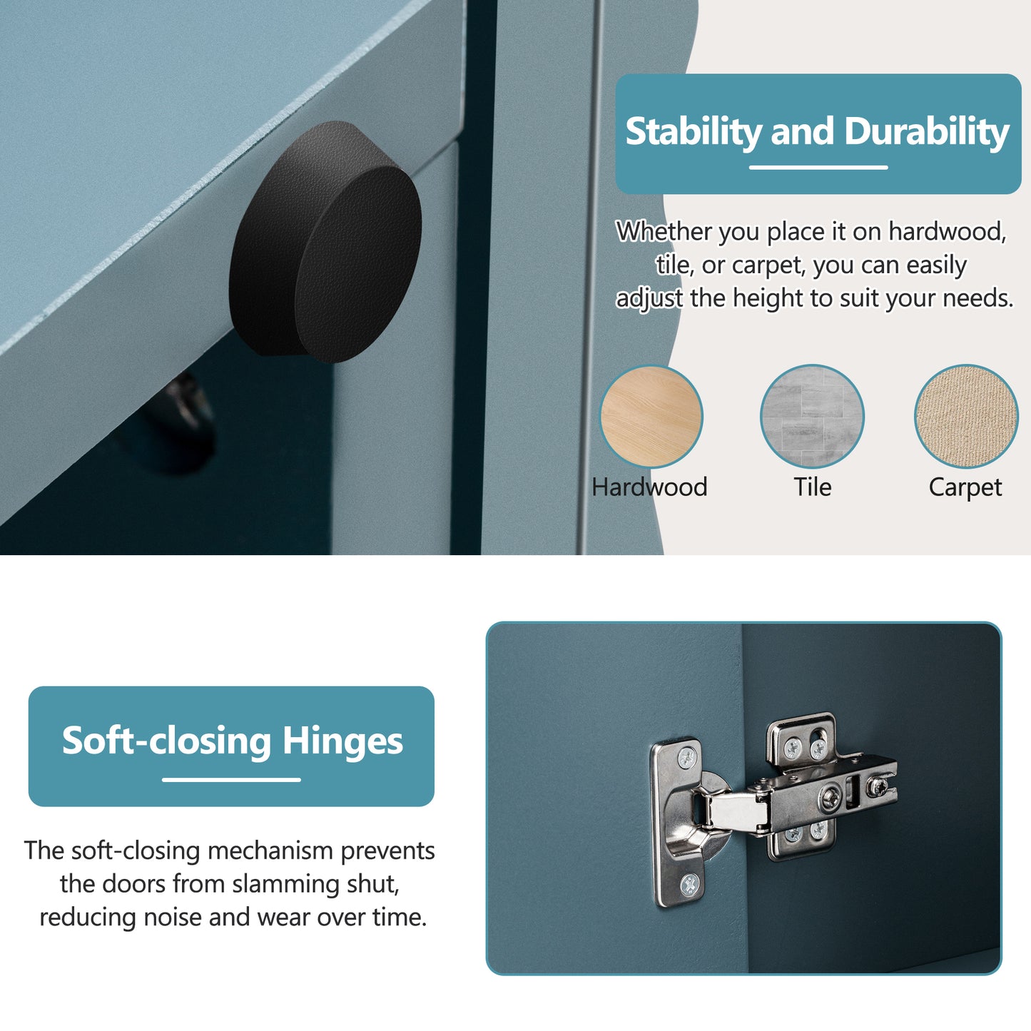 Lyons 4 Wavy Doors Ample Storage Space Sideboar - Teal