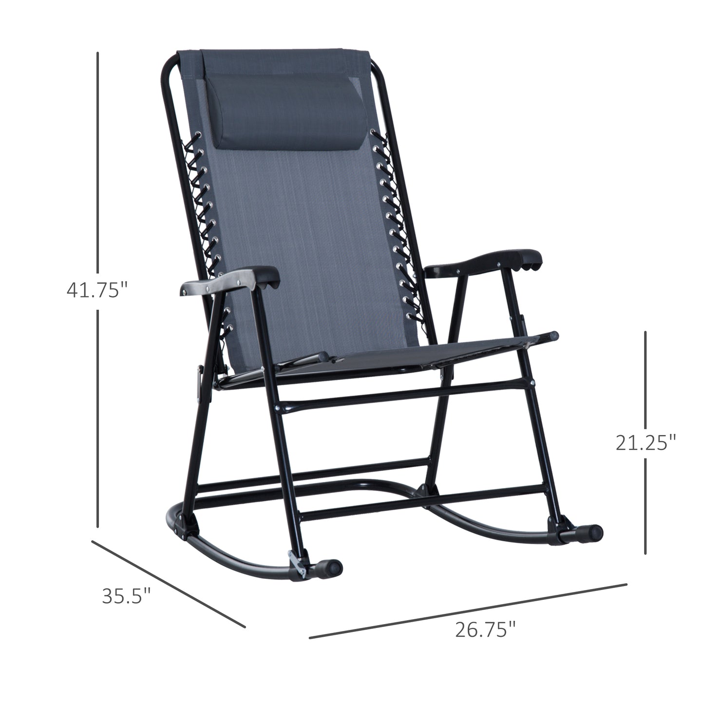 Lavon Oversized Folding Rocking Camping Chair (Set of 2) - Gray