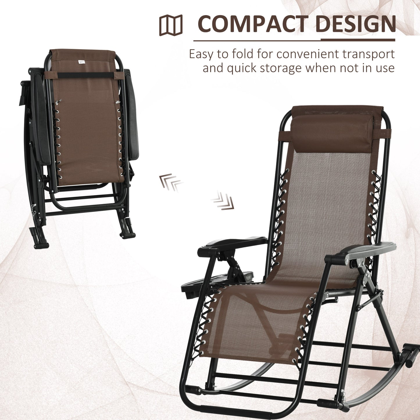 Devon Outdoor Foldable Rocking Chairs - Brown