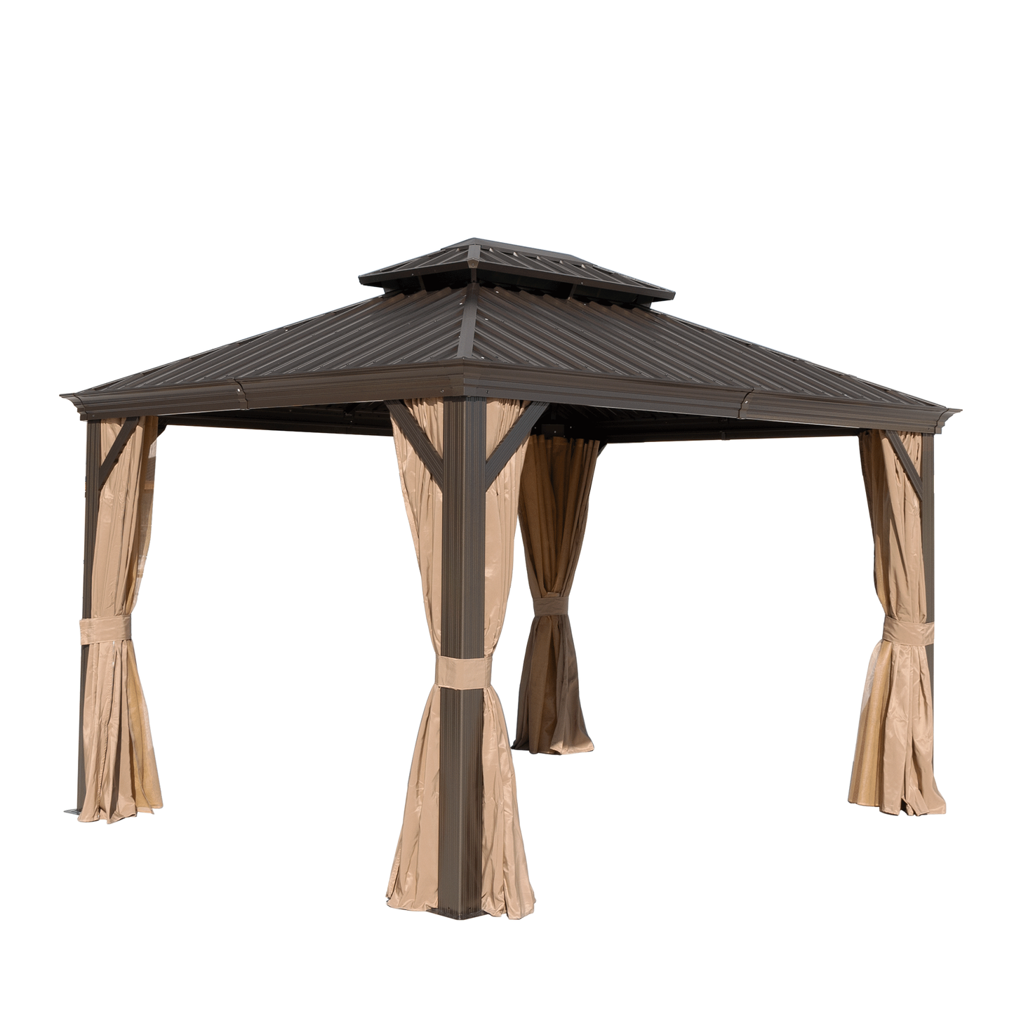 Delta 10X12 ft Patio Gazebo with Netting & Curtains - Brown
