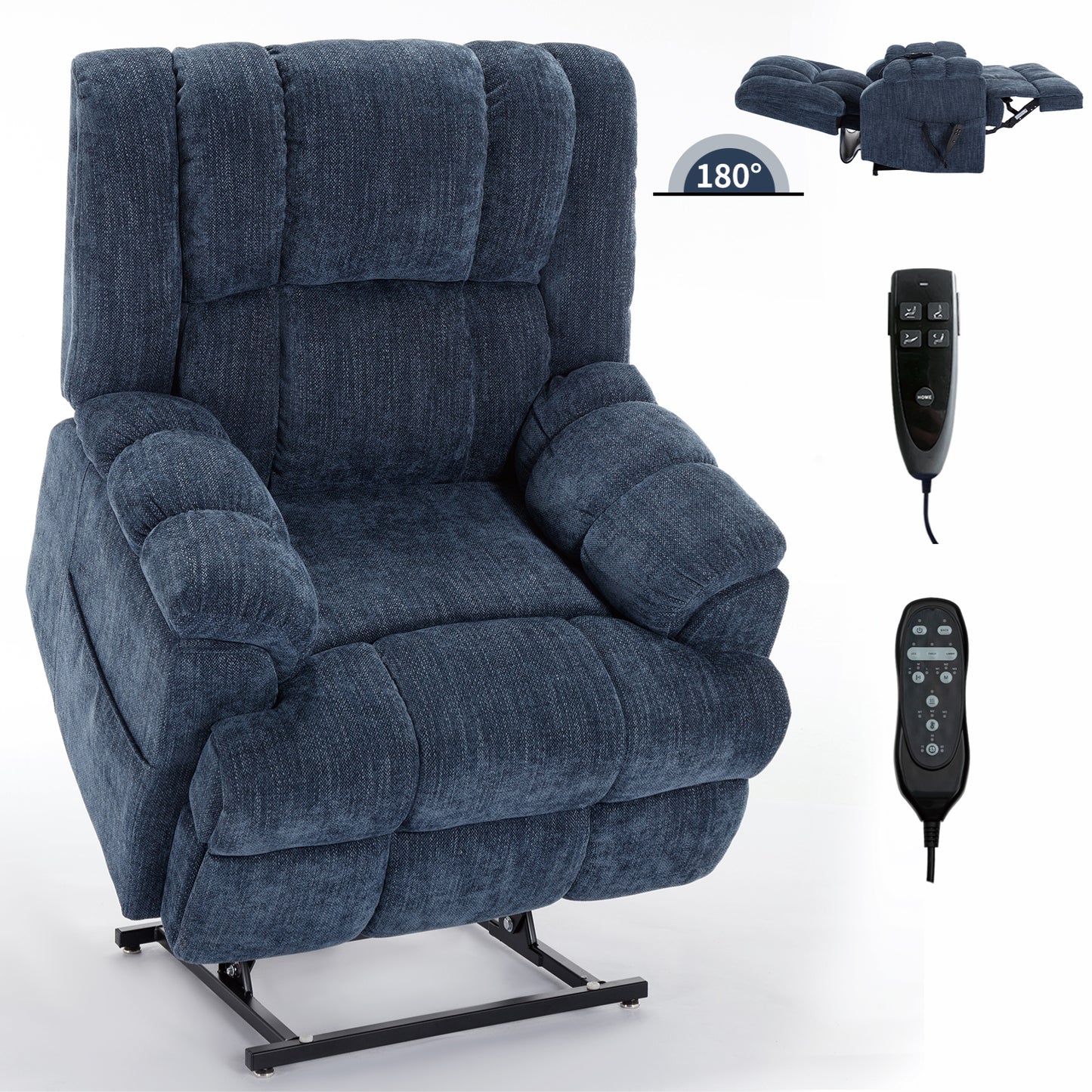 Nia Dual Motor Power Recliners Heat Massage - Blue