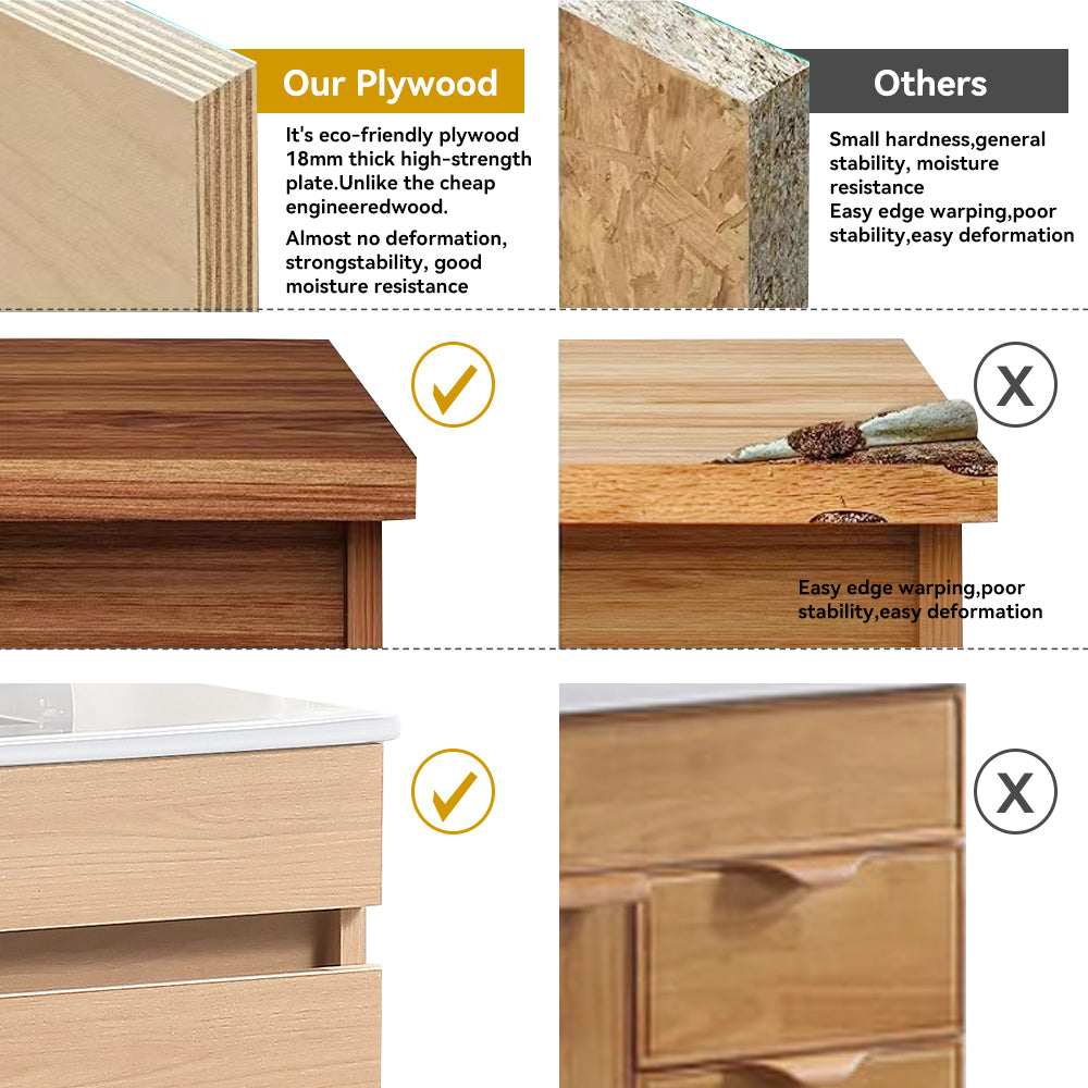 Bathroom Vanity Set with LED Mirror - Oak