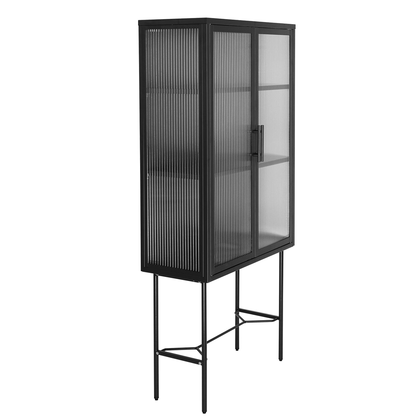 Renoe Tampered Glass Doors Cabinet - Black