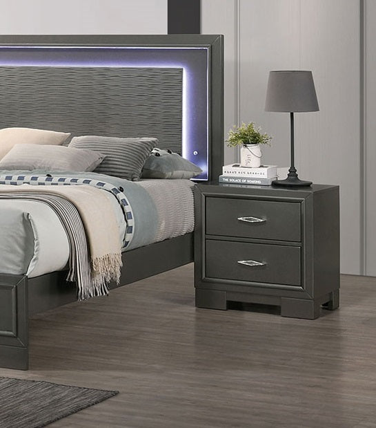 Josh Solid Wood Nightstand - Gray