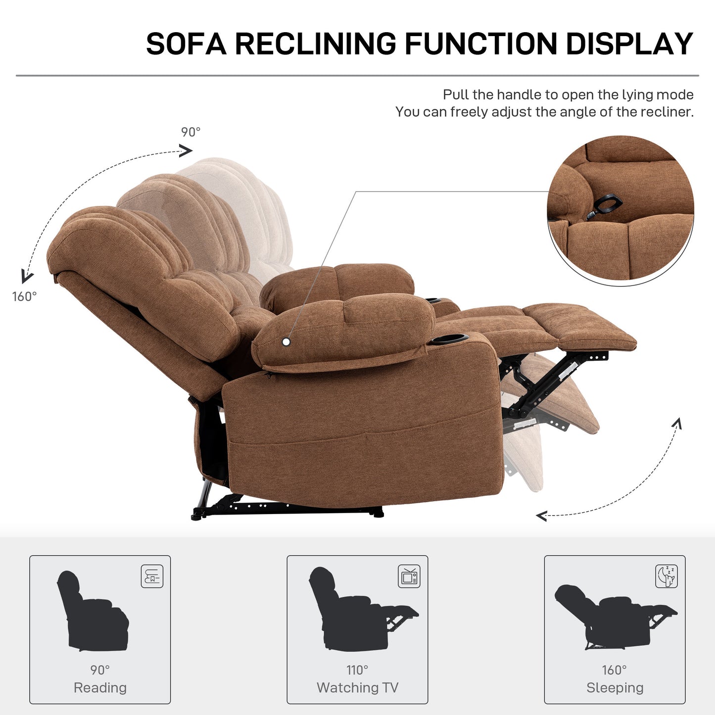 Perkins Power Recliner with Heat and Massage - Brown