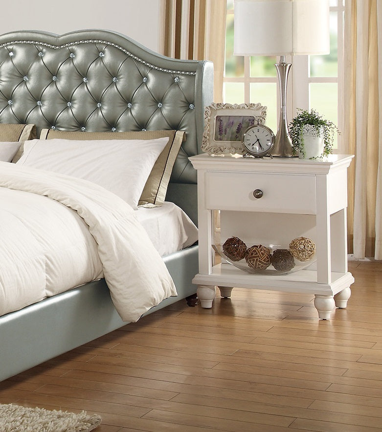 Mido Wooden Nightstand - White