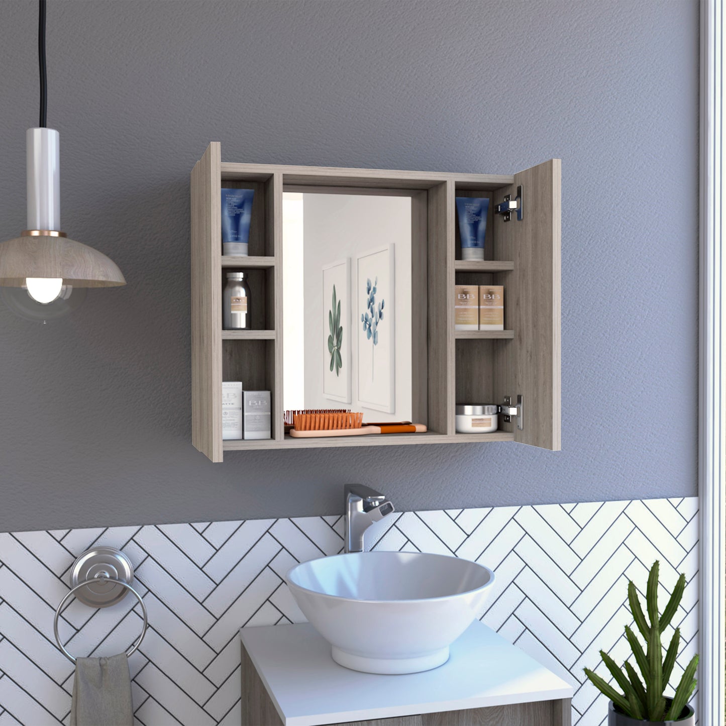 Mid Medicine Cabinet - Light Gray