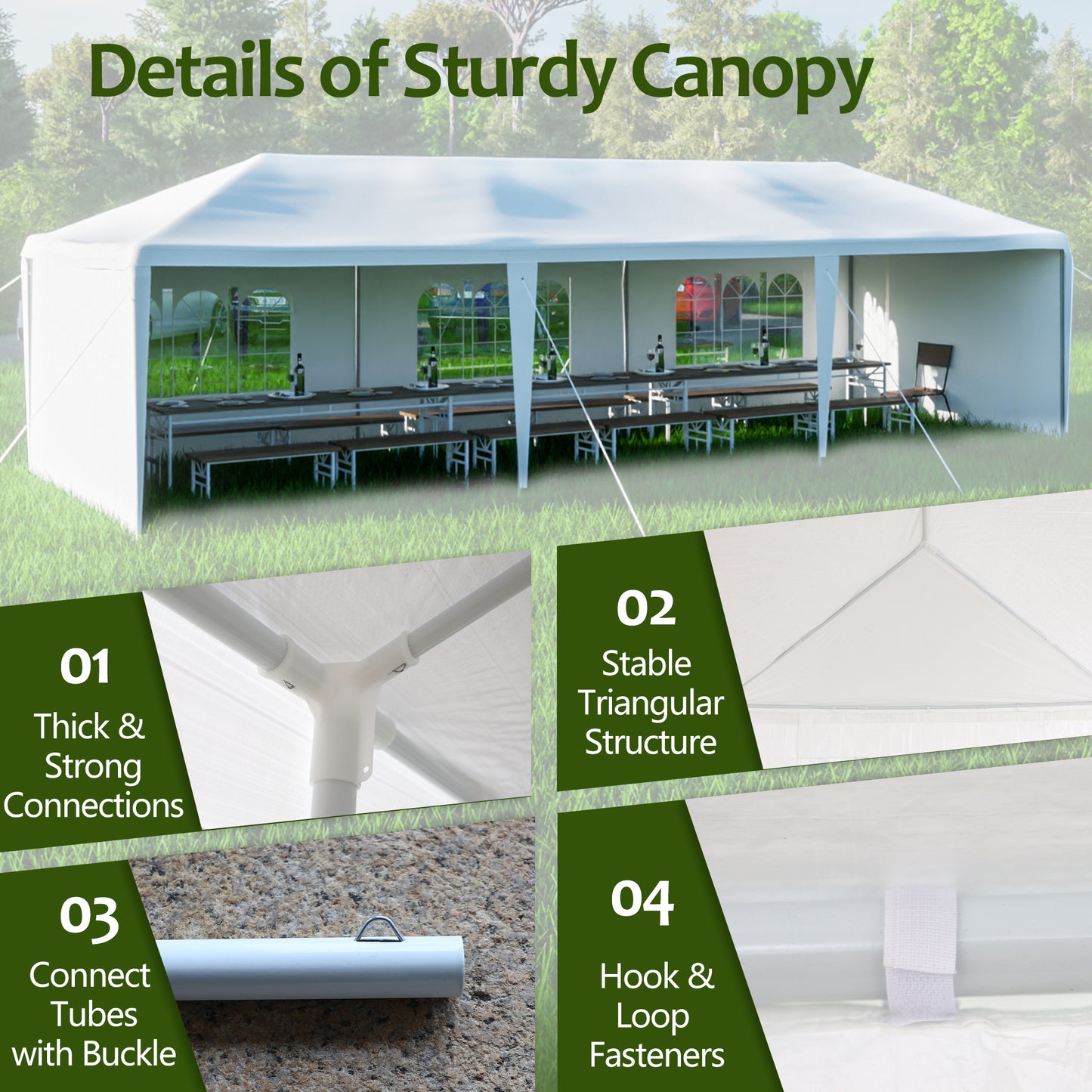 Bryon 10x30 ft Wedding Party Canopy - White