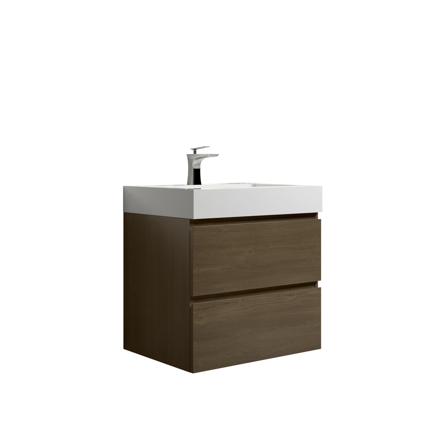 Bathroom Floating Vanity with Sink - Dark Oak