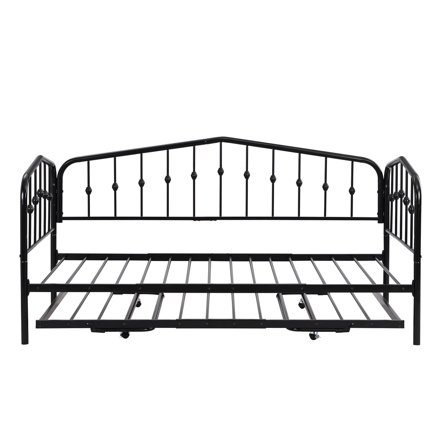 Zee Twin Size Metal Daybed with Twin Size Adjustable Trundle - Black
