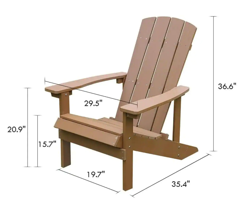 Aleta Patio Hips Plastic Adirondack Chair Lounger (2-Pack) - Brown