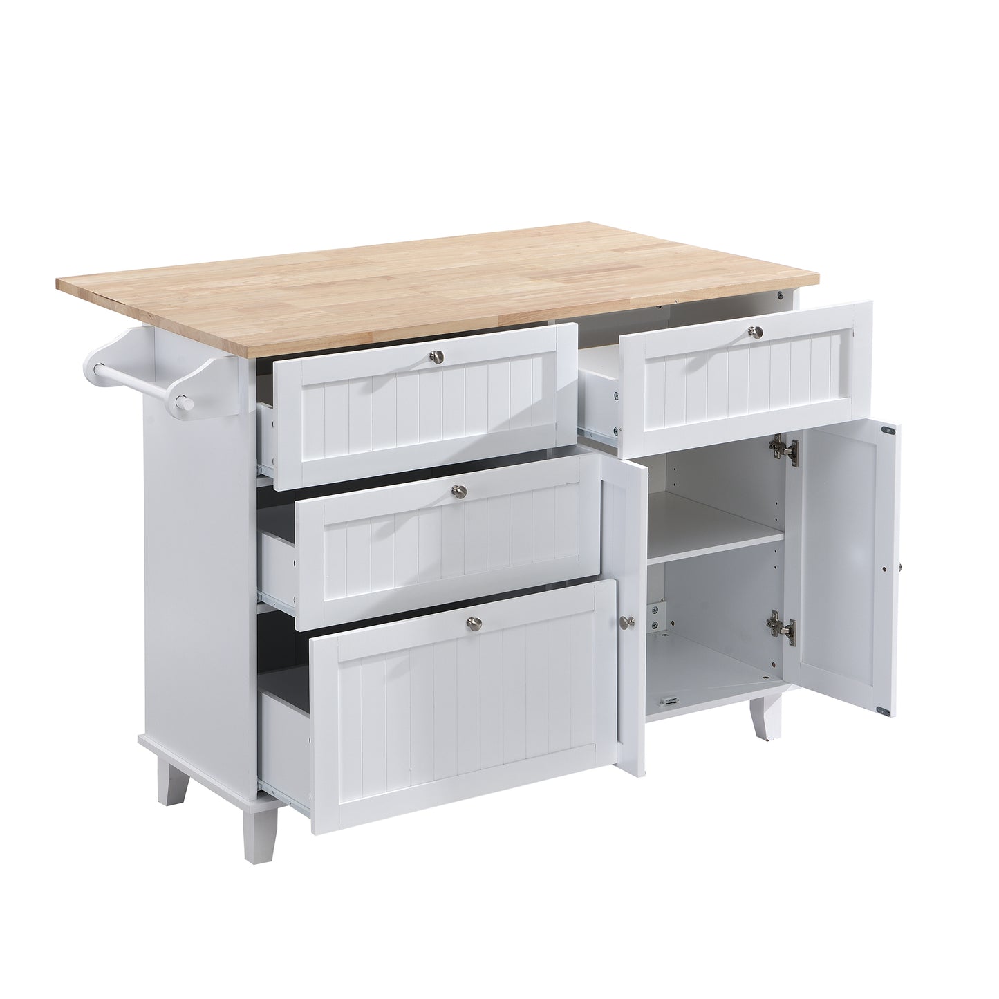 TOPMAX Kitchen Island Set with 2 Seatings - White