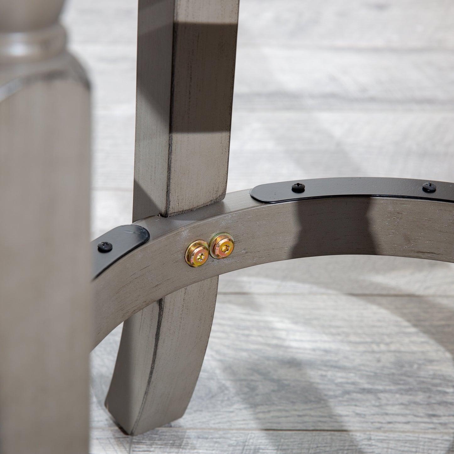 30" Bar Stool, Gray Finish, Beige Fabric Seat