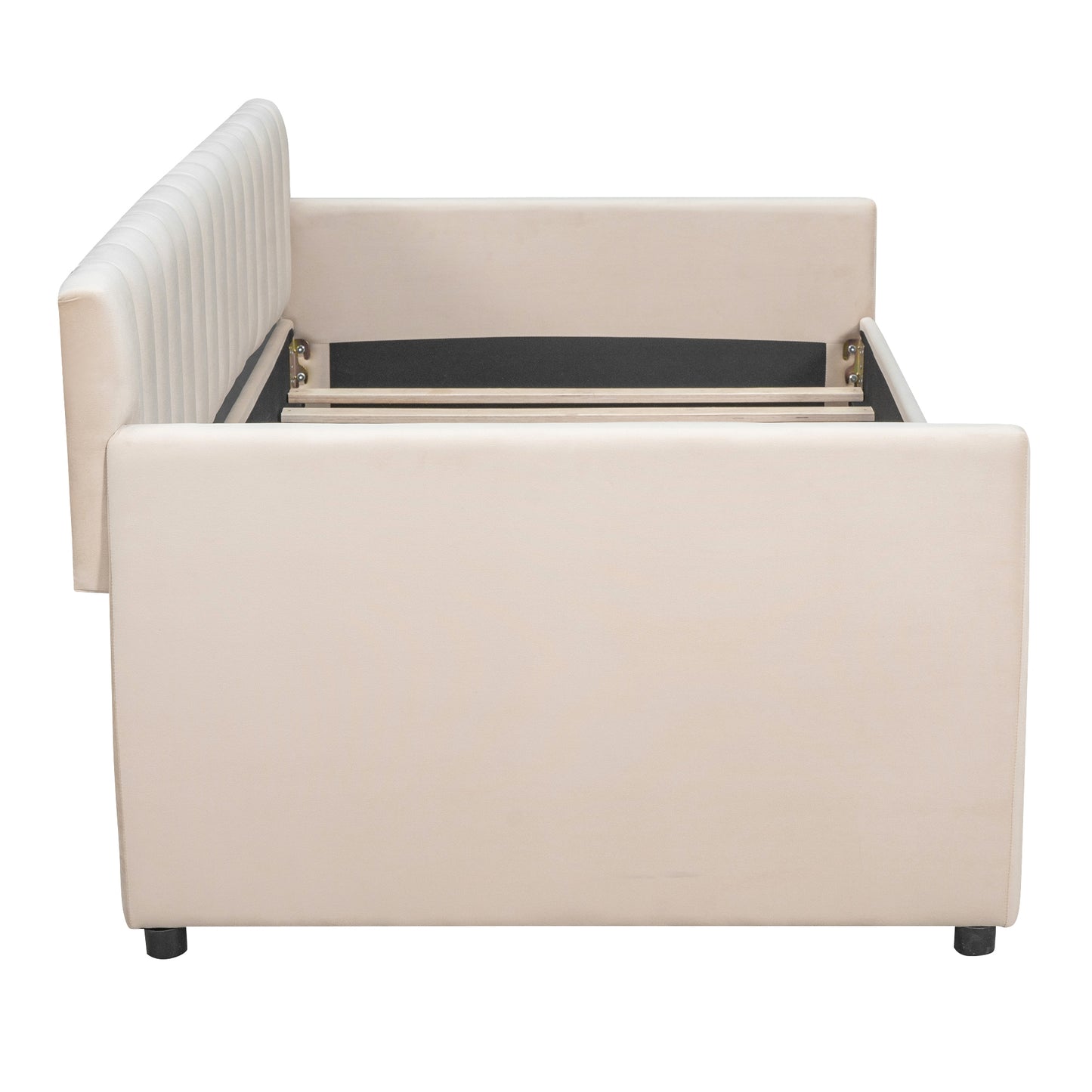 Xena Twin Size Upholstered Daybed with Drawers - Beige