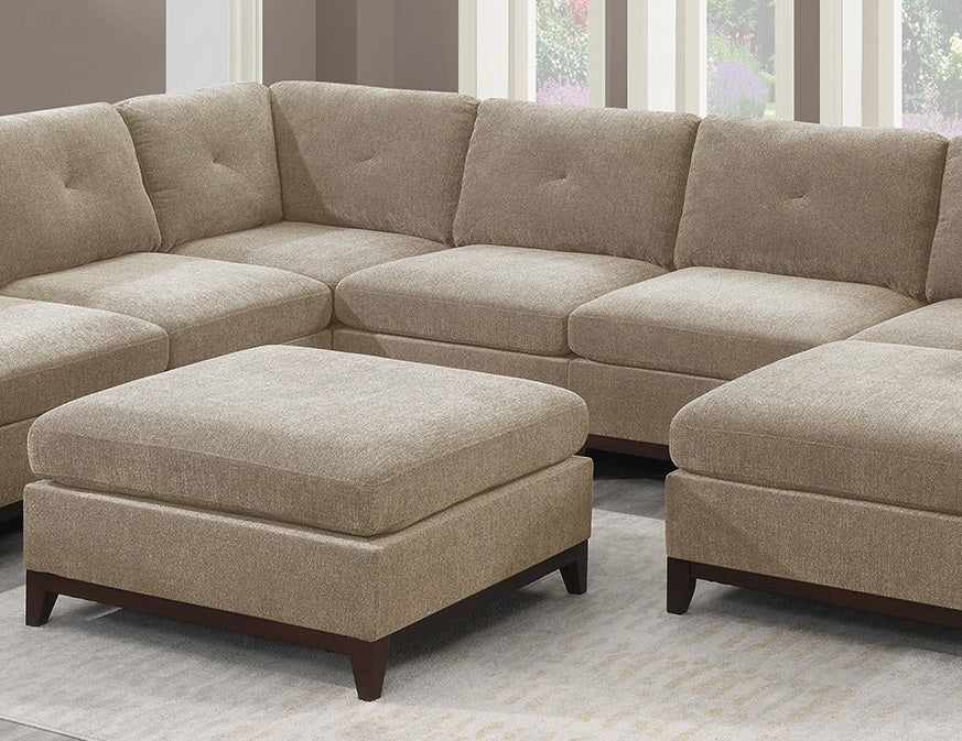 Khal Camel Chenille Fabric Modular Sectional 9pc Set 3x Corner Wedge 4x Armless Chairs and 2x Ottomans