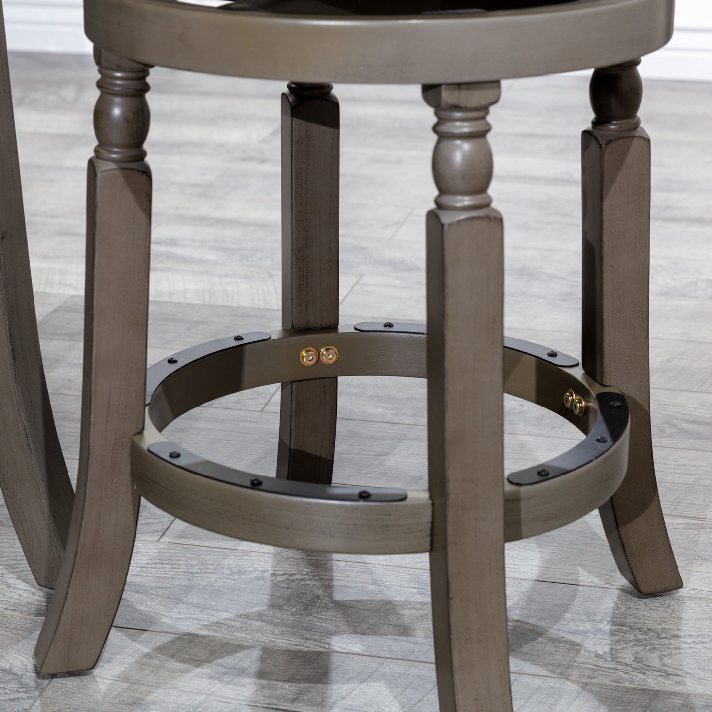 Viva Counter Stool, Weathered Gray Finish, Charcoal Fabric Seat
